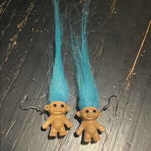 Adorable Troll Doll Earrings with Blue Hair!